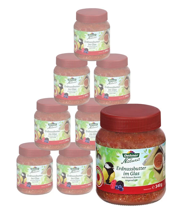 Dehner Natura Erdnussbutter Im Glas, Beeren, 8 X 340 G 1 Dehner Natura Erdnussbutter Im Glas, Beeren, 8 X 340 G