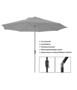 Dehner Schirm Milos, Rund, Ca. Ø294 Cm -Gartenbedarf Geschäft 2408086 WE FS 003 DehnerSchirmMilos