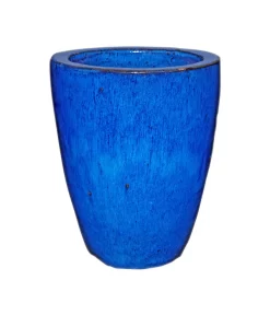 Keramik-Topf Delphi, Rund, Blau Glasiert