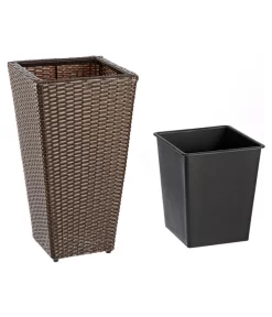 Dehner Polyrattan-Topf Alicante, Konisch, Braun -Gartenbedarf Geschäft 3670023 BildD 001 DehnerBlumentopfAusPolyrattanKunstFlechttopf30X30cm