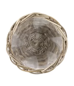 Rattan-Topf, Rund, Grau-braun -Gartenbedarf Geschäft 3679347 3679362 3679578 WE DE 001 RattantopfGraubraun