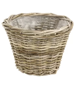 Rattan-Topf, Rund, Grau-braun