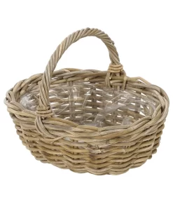 Van Der Leeden Rattan-Korb Mit Henkel, Oval, Braun