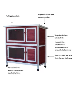 Dehner Kaninchenstall Landhaus, Mit Wärmedämmung, Ca. B114/H116/T57 Cm -Gartenbedarf Geschäft 4045258 WE IG 002 DehnerLandhausrotmitwaeremedaemmung