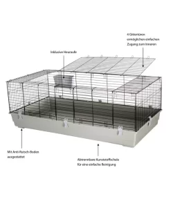 Dehner Nagerheim Peppy, Ca. B160/H58/T80 Cm -Gartenbedarf Geschäft 4429569 WE IG 003 DehnerMarkenqualitaetHasenkaefigPeppyGrau