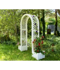 KHW Kunststoff-Rosenbogen, Ca. B174/H207/T43 Cm -Gartenbedarf Geschäft 5344221 WE MO 003 RosenbogenKastenweiss