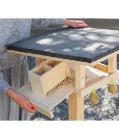 Dehner Natura Futterhaus Rofan, Natur, Inkl. Ständer, Ca. B84,3/H129,7/T84,3 Cm -Gartenbedarf Geschäft 6622872 6622898 6622906 6622922 WE MO 013 NVHRofanKarwendel 1