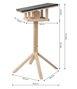 Dehner Natura Futterhaus Rofan, Natur, Inkl. Ständer, Ca. B84,3/H129,7/T84,3 Cm -Gartenbedarf Geschäft 6622872 WE BG 001 DehnerNaturaRofanPultdachStaenderNatur