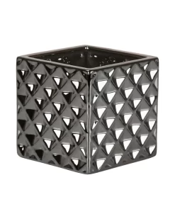 Scheurich Keramik-Übertopf Titanium, Quadratisch, Silber