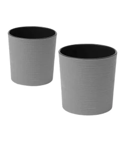 Siena Garden Kunststoff-Topf ECO Lens, Rund, Grau, Ca. Ø30/H30,5 Cm, 2er-Set