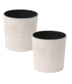 Siena Garden Kunststoff-Topf ECO Lens, Rund, Weiß, Ca. Ø25/H25,5 Cm, 2er-Set