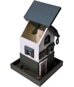 Dobar® Wildlife Vogelhaus School, Kiefer, Schwarz/weiß, Ca. B18/H23/T18 Cm -Gartenbedarf Geschäft 6689574 WE DE 003 DobarWVWesternVogelhausSchool