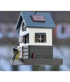 Dobar® Wildlife Vogelhaus School, Kiefer, Schwarz/weiß, Ca. B18/H23/T18 Cm -Gartenbedarf Geschäft 6689574 WE MO 002 DobarWVWesternVogelhausSchool