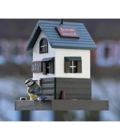 Dobar® Wildlife Vogelhaus School, Kiefer, Schwarz/weiß, Ca. B18/H23/T18 Cm -Gartenbedarf Geschäft 6689574 WE MO 004 DobarWVWesternVogelhausSchool