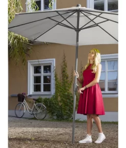 Dehner Schirm Milos, Rund, Ca. Ø294 Cm -Gartenbedarf Geschäft 6702864 WE MO 001 SchirmMilosHellgrauNeu