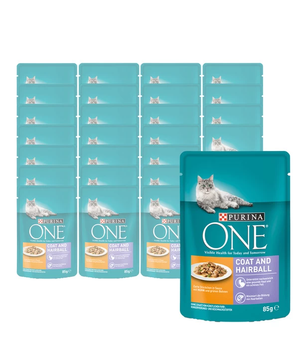 PURINA ONE® Nassfutter Für Katzen Coat & Hairball, 26 X 85 G 1 PURINA ONE® Nassfutter Für Katzen Coat & Hairball, 26 X 85 G