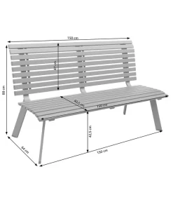Dehner Bank London, 3-Sitzer -Gartenbedarf Geschäft 6893762 6893770 6893788 WE DE 001 AlubankLondonSkizze