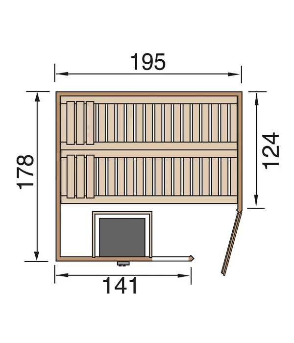 Weka Sauna Turku Mit Glastür Und Fenster Inkl. Ofen, Ca. B195/H205/T178 Cm 4 Weka Sauna Turku Mit Glastür Und Fenster Inkl. Ofen, Ca. B195/H205/T178 Cm – Bild 4