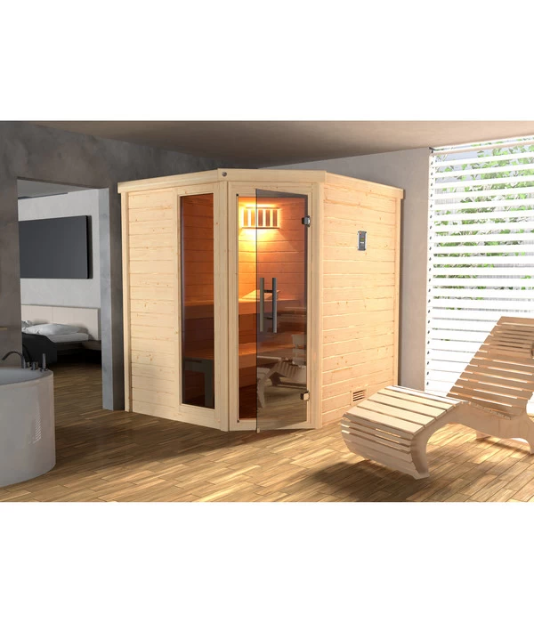Weka Sauna Turku Mit Glastür Und Fenster Inkl. Ofen, Ca. B195/H205/T178 Cm 2 Weka Sauna Turku Mit Glastür Und Fenster Inkl. Ofen, Ca. B195/H205/T178 Cm – Bild 2