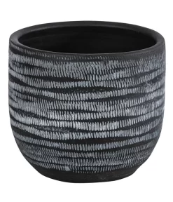 Dehner Keramik-Übertopf Mavie, Rund, Anthrazit