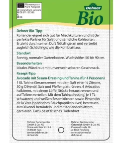 Bioland Koriander 5 Bioland Koriander -Gartenbedarf Geschäft 8001984 BioKoriander Etikett neu 2